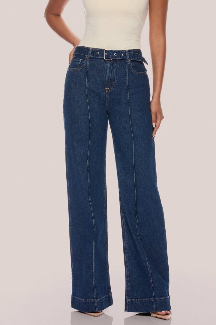 Winnie Belted Denim Jeans - Dark Wash