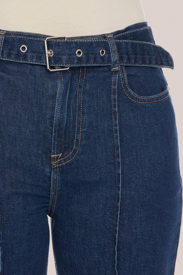 Winnie Belted Denim Jeans - Dark Wash