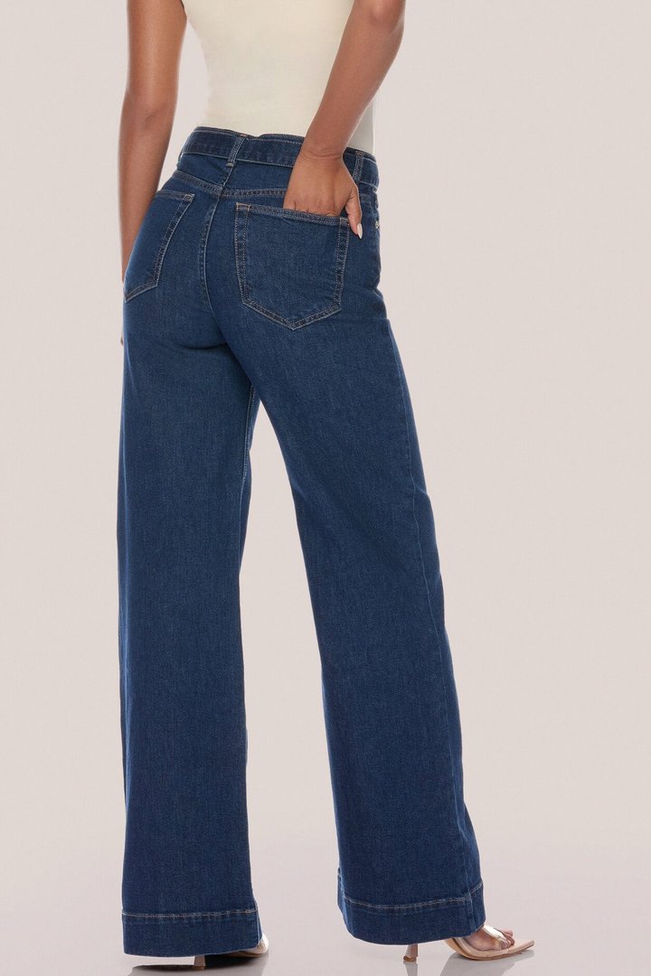 Winnie Belted Denim Jeans - Dark Wash
