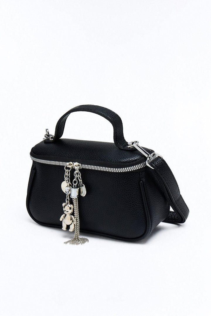 Bringing The Charm Faux Leather Crossbody - Black