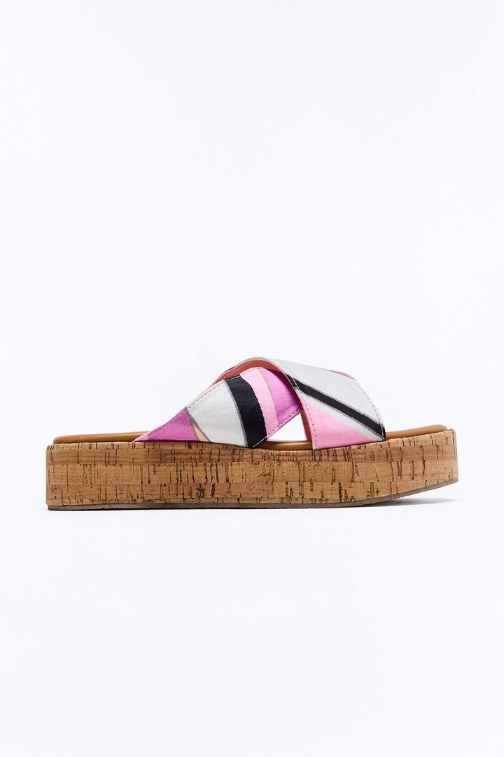 Bonfire Cork Platform Sandals - Pink/combo