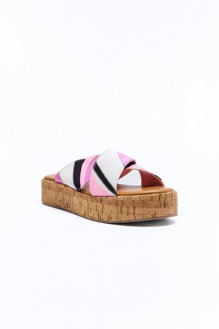 Bonfire Cork Platform Sandals - Pink/combo
