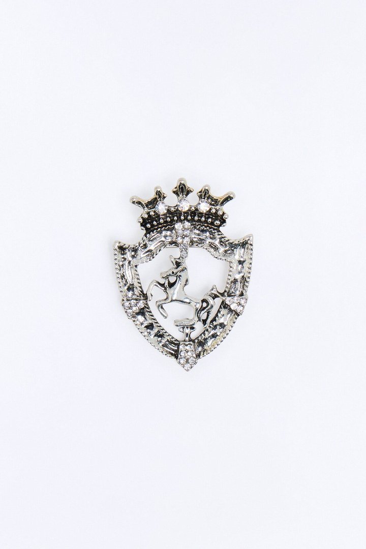 Regal Shield Brooch - Silver