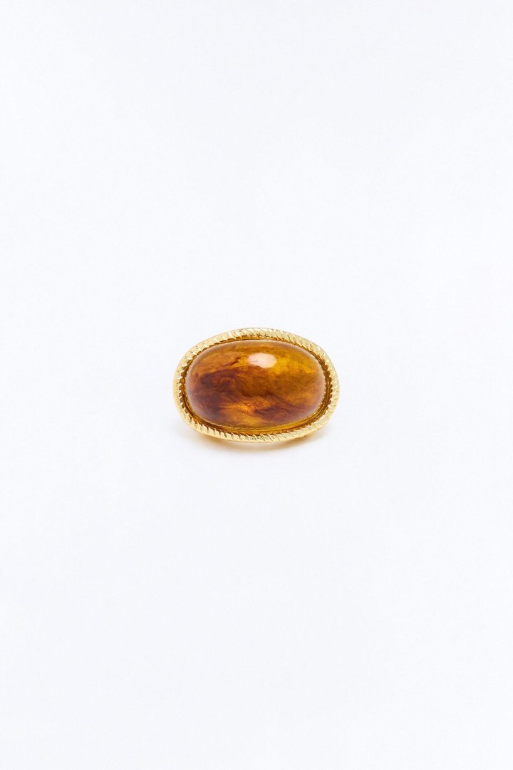 Faux Tiger Eye Ring - Gold/Brown