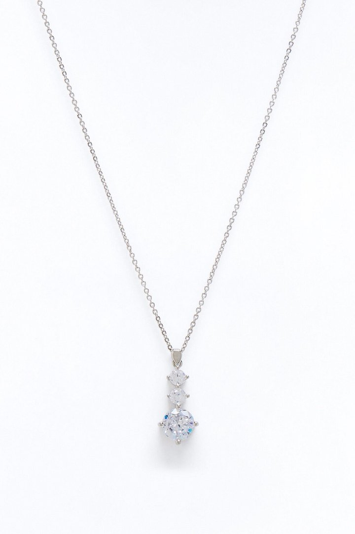Cubic Zirconia Top Tier Necklace - Silver