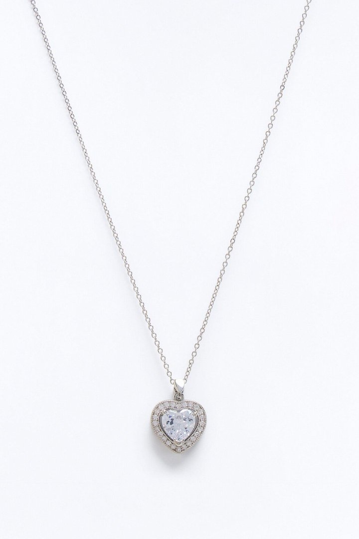 Cubic Zirconia My Love Necklace - Silver