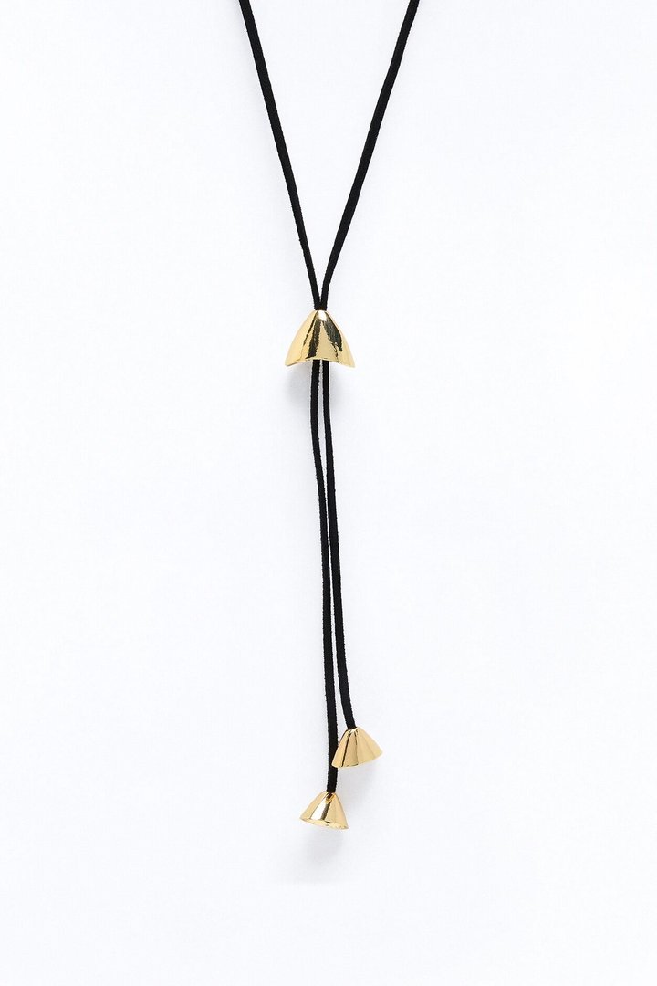 Clara Lariat Necklace - Black/Gold