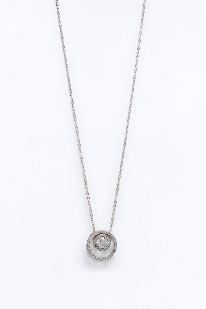 Cubic Zirconia Orbit Necklace - Silver