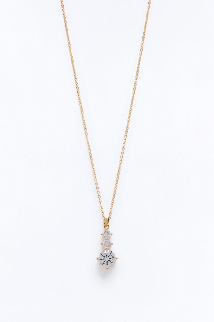Cubic Zirconia Top Tier Necklace - Gold