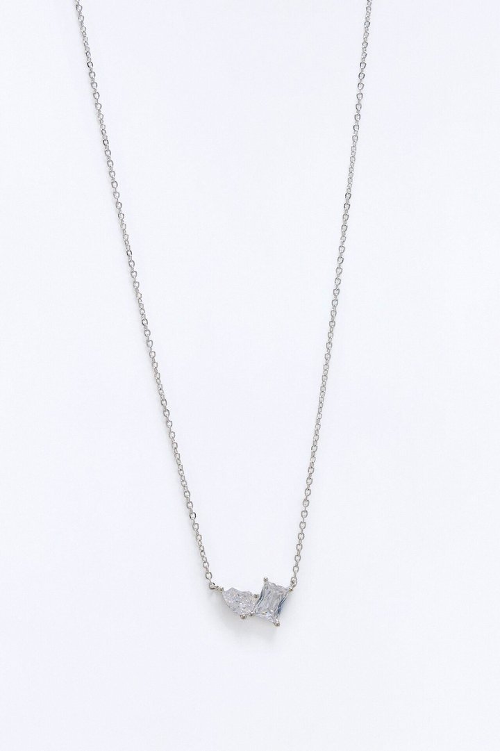 Cubic Zirconia Better Together Necklace - Silver