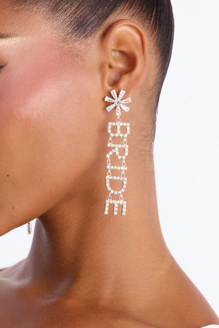 Bride Era Rhinestone Drop Earrings - Silver