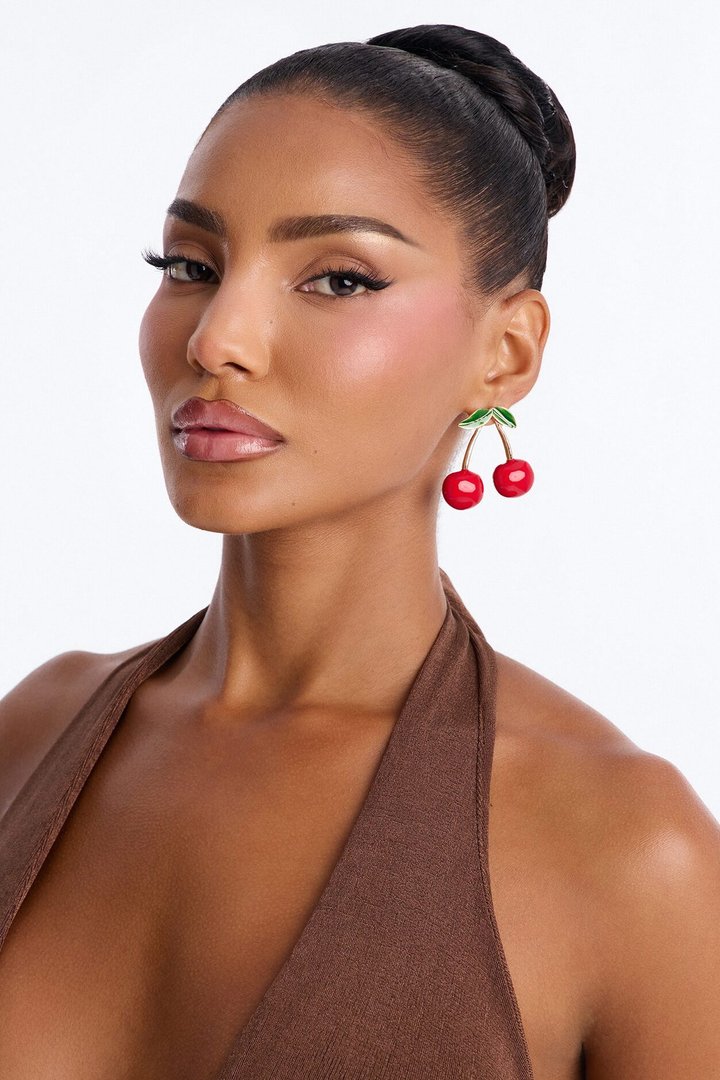 Cherry On Top Drop Earrings - Red