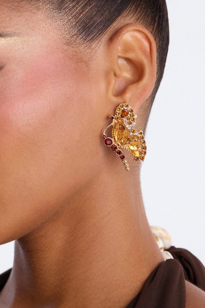 Everywhere With You Butterfly Earrings - Orange