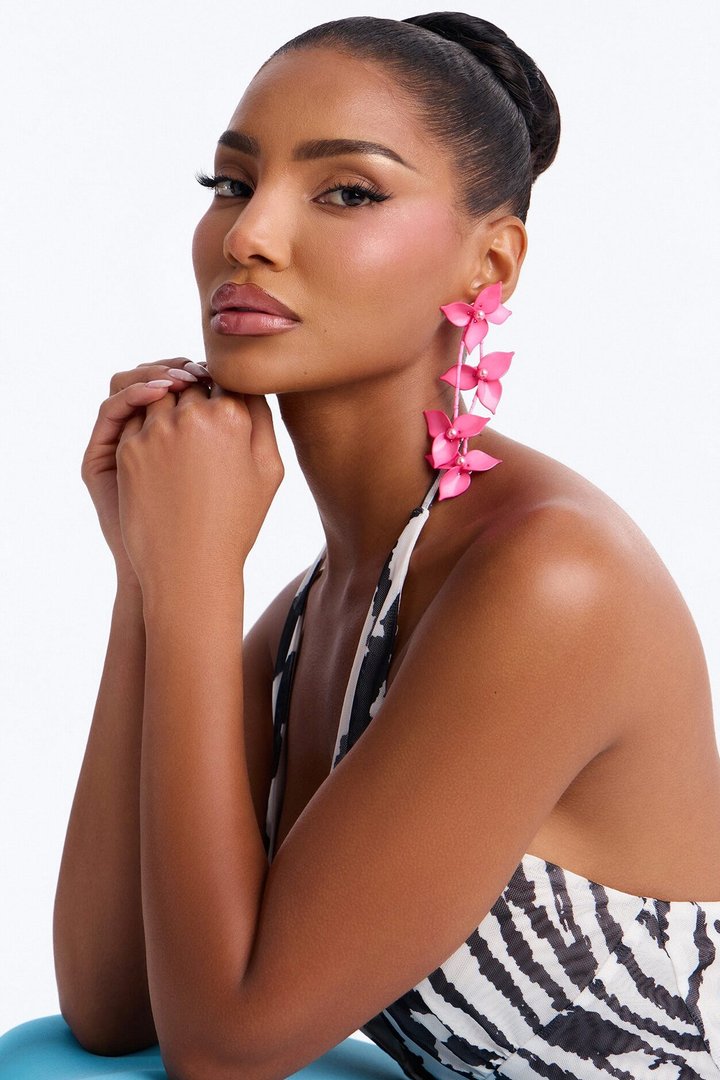 Kind Soul Floral Drop Earrings - Fuchsia