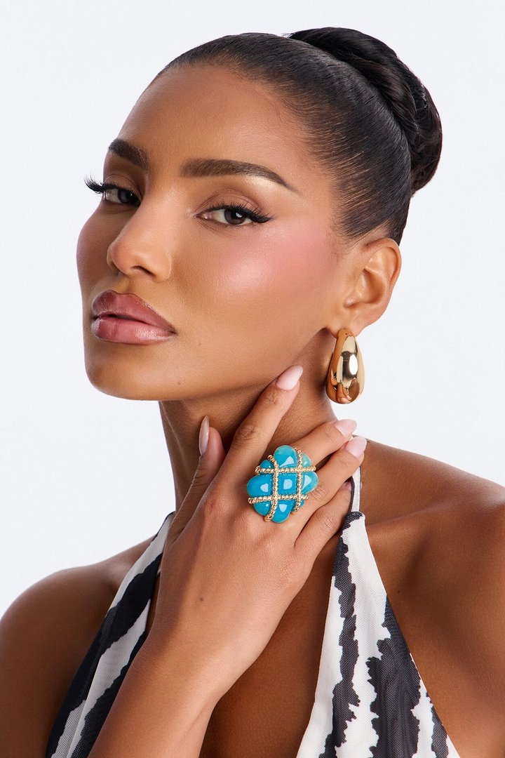 Soft Storm Jeweled Ring - Gold/Blue
