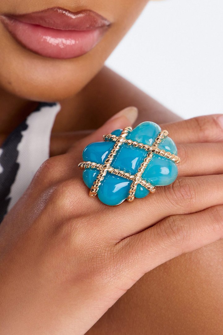 Soft Storm Jeweled Ring - Gold/Blue