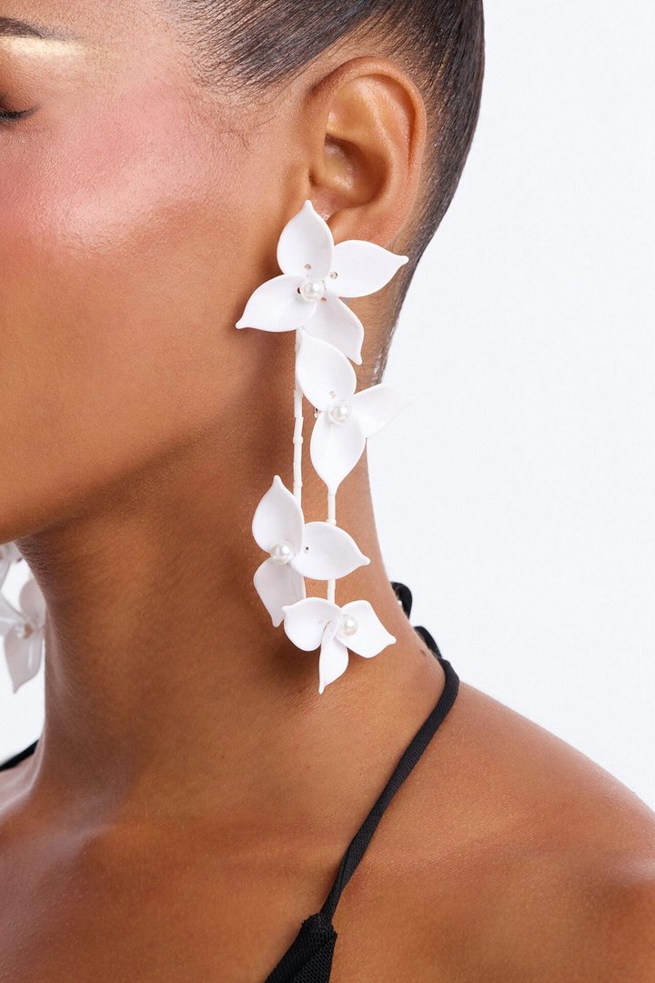 Kind Soul Floral Drop Earrings - White