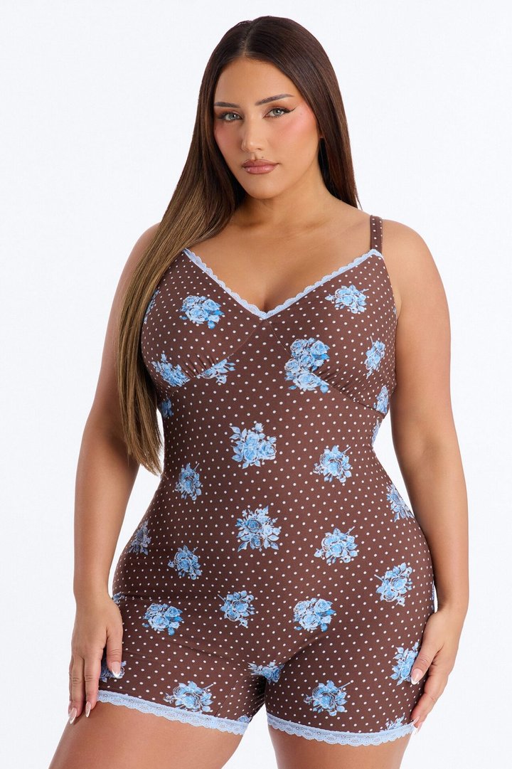 Sleepy Slay Cami PJ Romper Onesie - Blue/combo