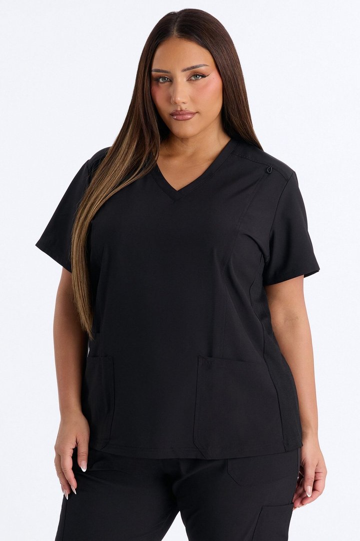 Prime Practice Sporty Open Leg Uniform Scrub Set - Black
