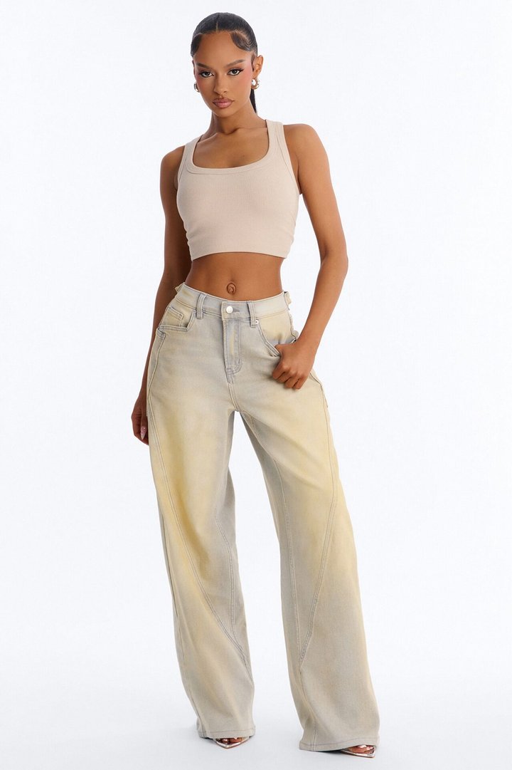 Creating Space Tinted Baggy Jeans - Light Wash