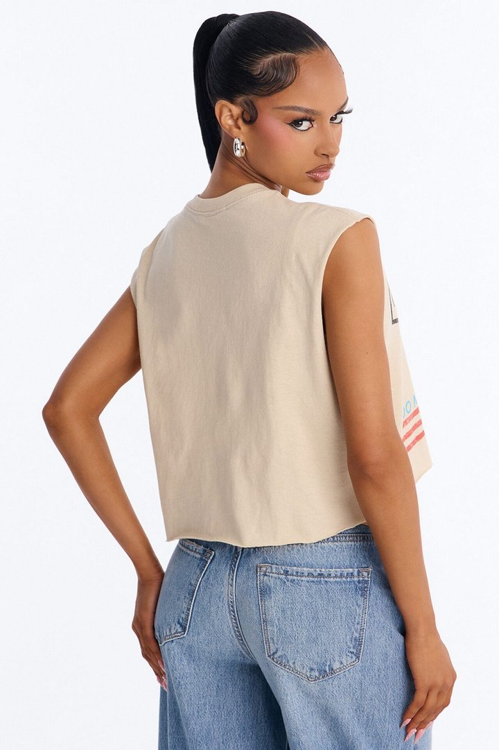 Overstimulated Racer Cut Off Tank - Sand