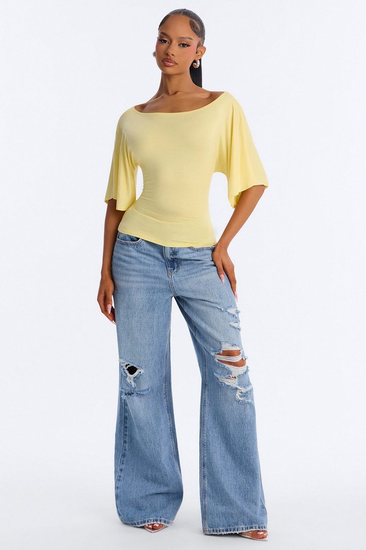 Nicolette Tie Waist Short Sleeve Top - Butter Yellow