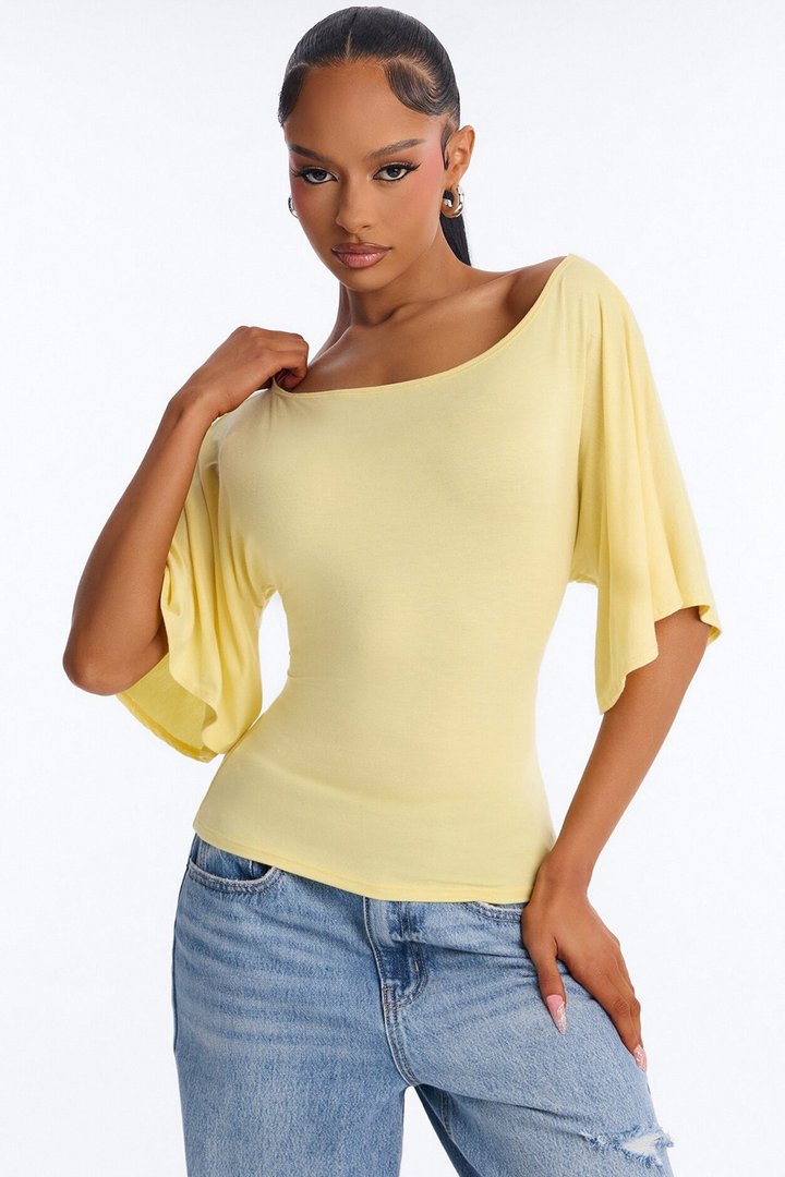 Nicolette Tie Waist Short Sleeve Top - Butter Yellow