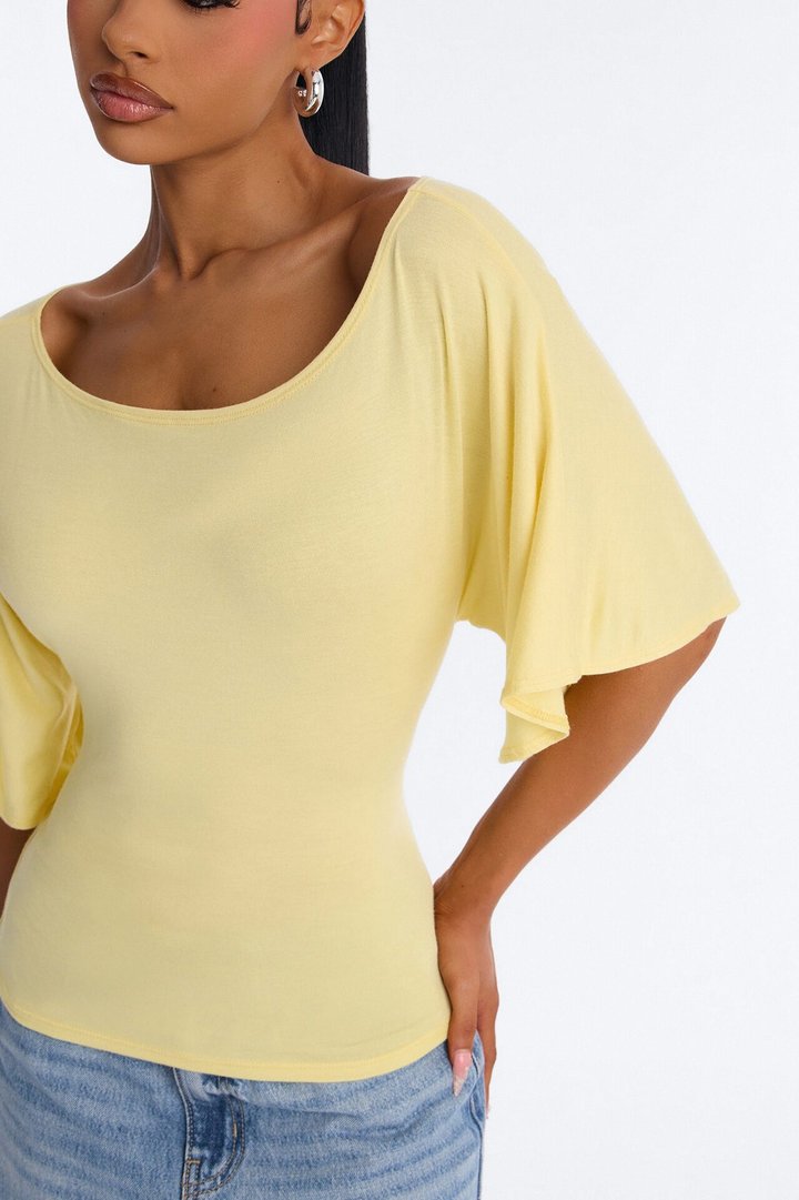 Nicolette Tie Waist Short Sleeve Top - Butter Yellow
