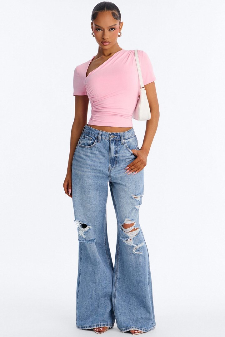 Lost Your Chance Short Sleeve Ruched Top - Pink