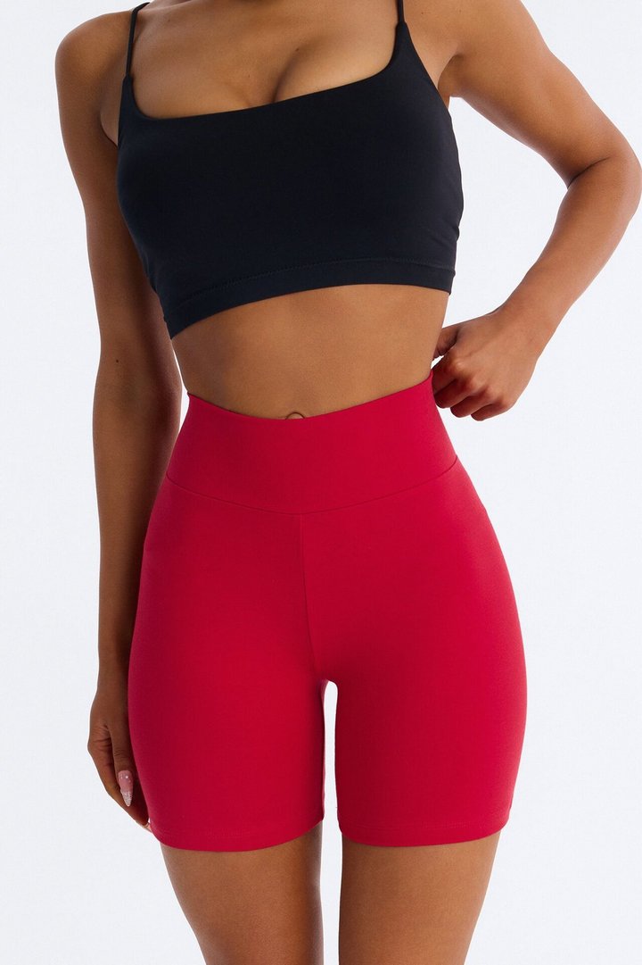 Quinn Mid Rise Everyday Cotton Biker Short 5″ - Red