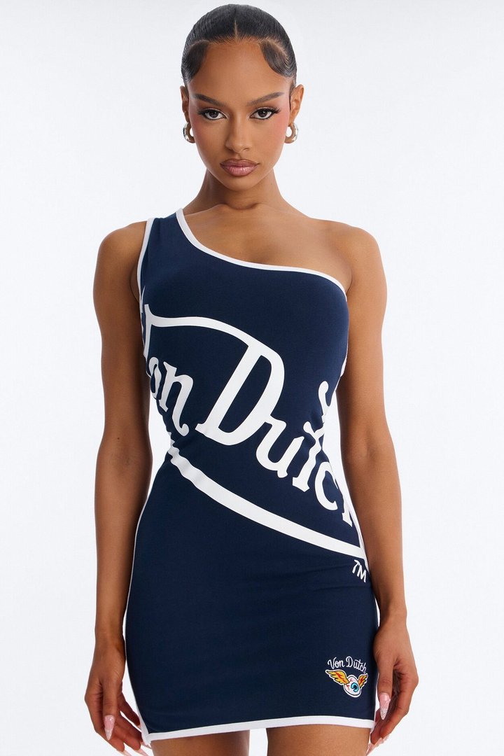 Von Dutch Off Shoulder Mini Dress - Navy