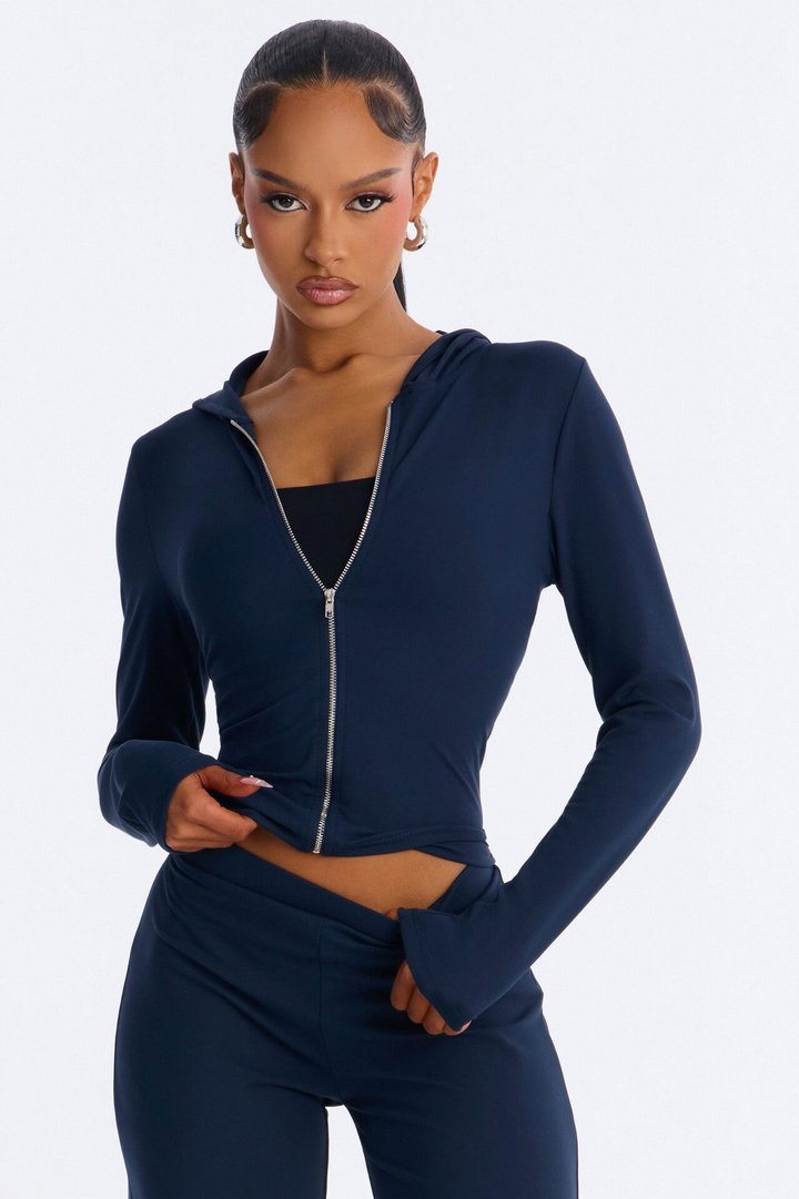 Casual Vibe Zip Up Hoodie Pant Set - Navy