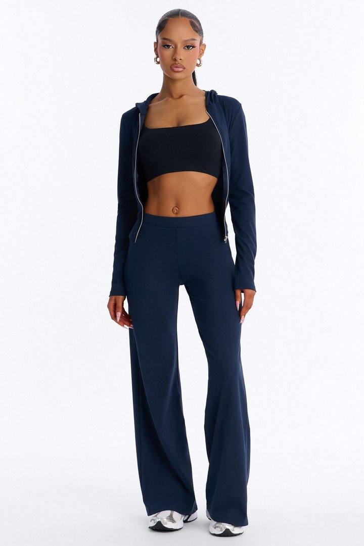 Casual Vibe Zip Up Hoodie Pant Set - Navy