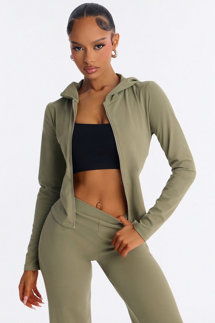 Casual Vibe Zip Up Hoodie Pant Set - Olive