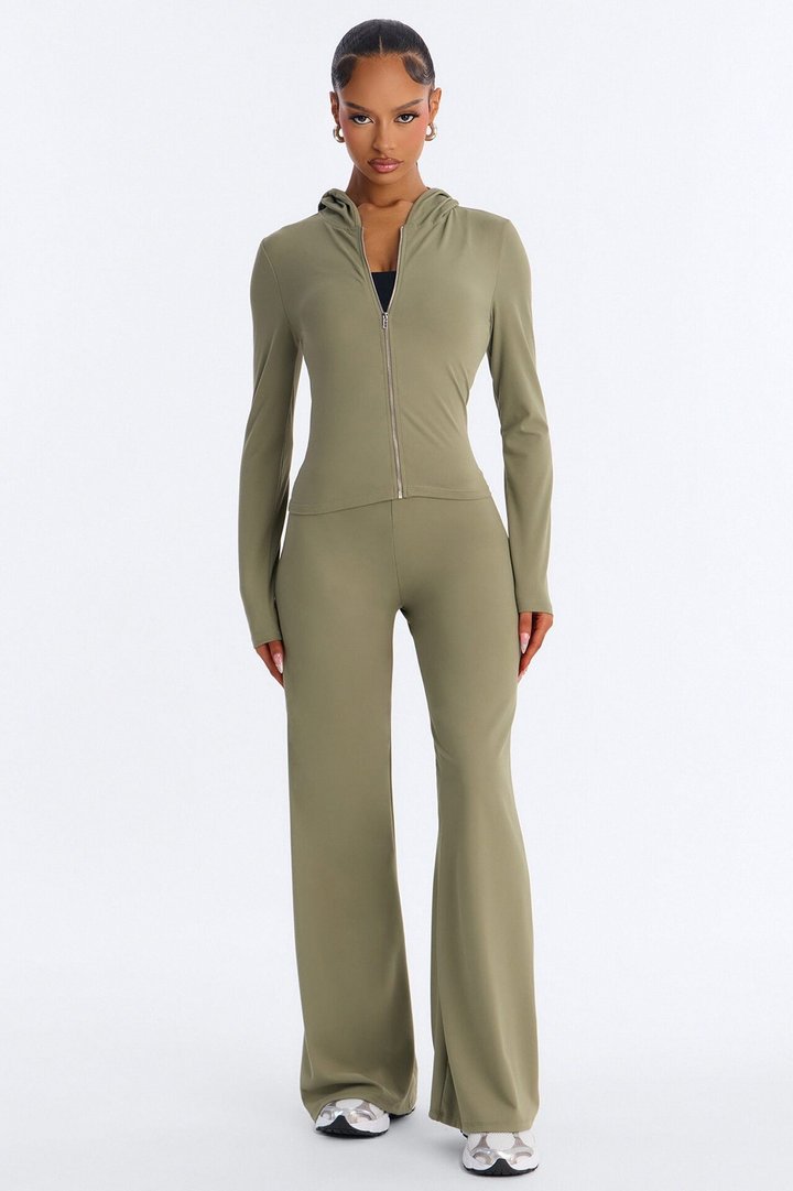 Casual Vibe Zip Up Hoodie Pant Set - Olive