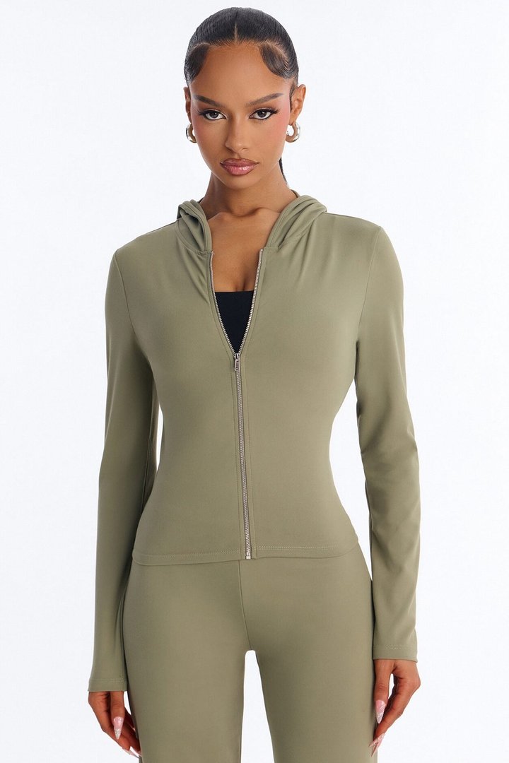 Casual Vibe Zip Up Hoodie Pant Set - Olive