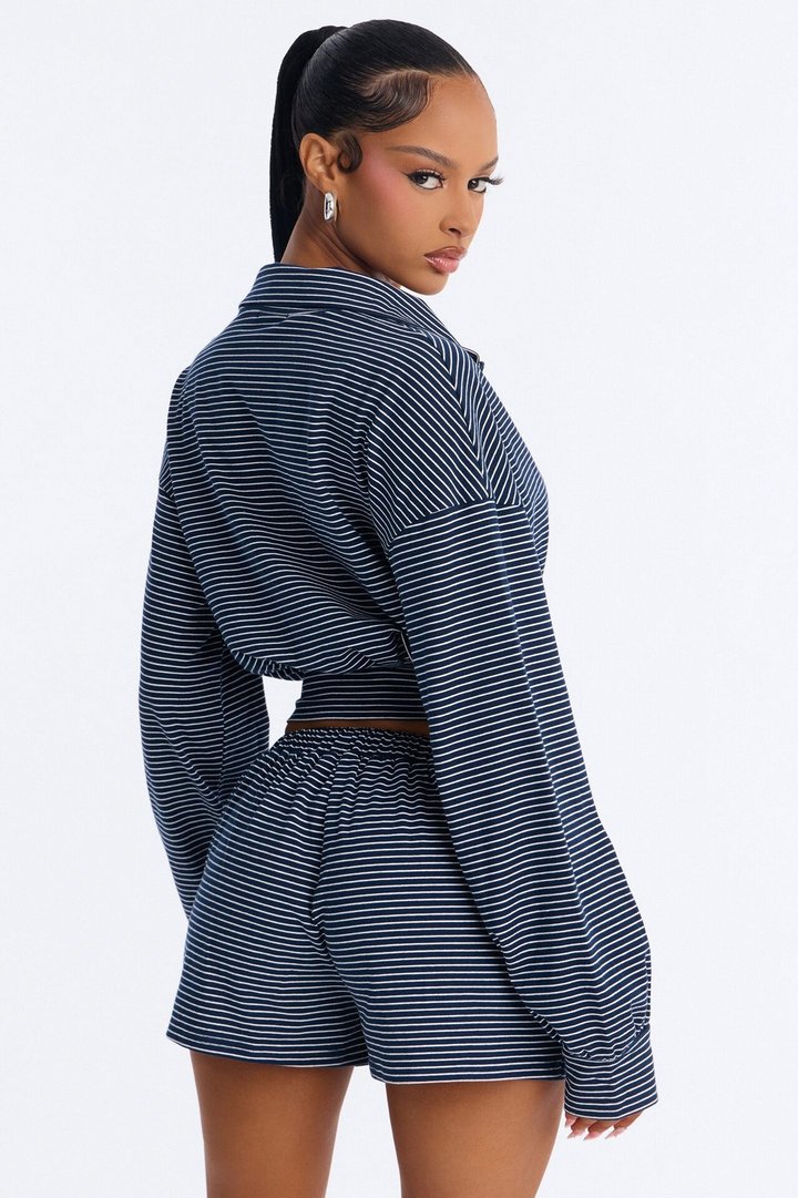Kennedy Striped Short Set - Navy/combo