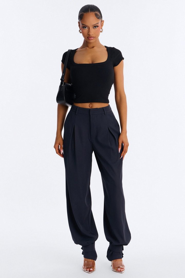 Never Settle Adjustable Cuff Trouser Pants - Navy