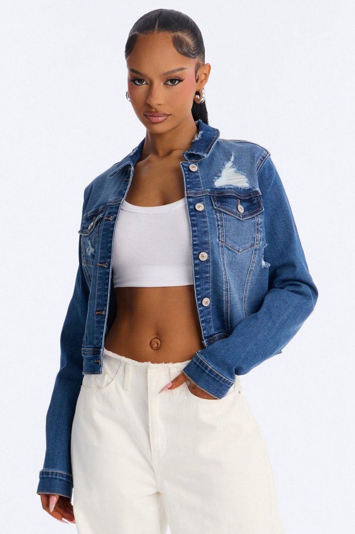 Go Getter Stretch Denim Jacket - Medium Wash