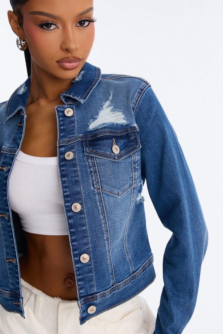Go Getter Stretch Denim Jacket - Medium Wash