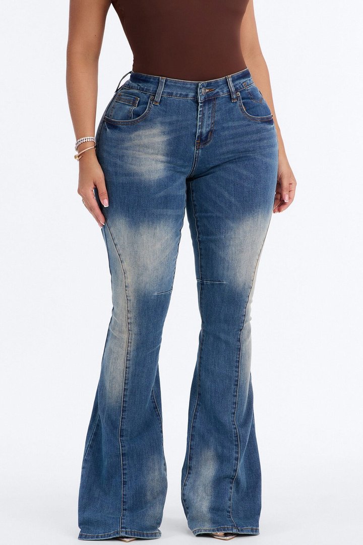 Raleigh Mid Rise Flare Jeans - Dark Wash
