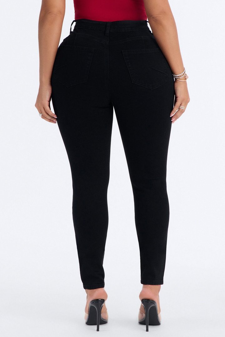 Miami Booty Lifting High Rise Stretch Skinny Jeans - Black