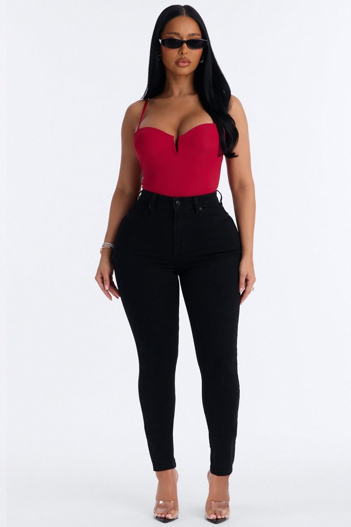 Taylor Sweetheart Padded U-Wire Sleeveless Bodysuit - Red