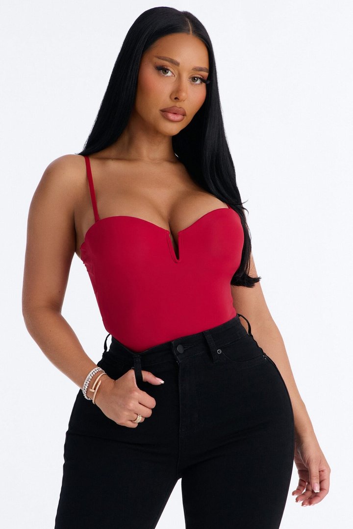Taylor Sweetheart Padded U-Wire Sleeveless Bodysuit - Red
