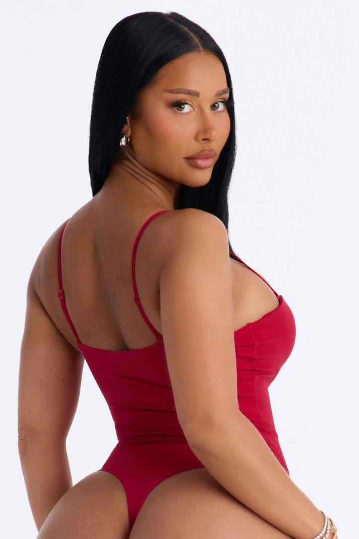 Taylor Sweetheart Padded U-Wire Sleeveless Bodysuit - Red