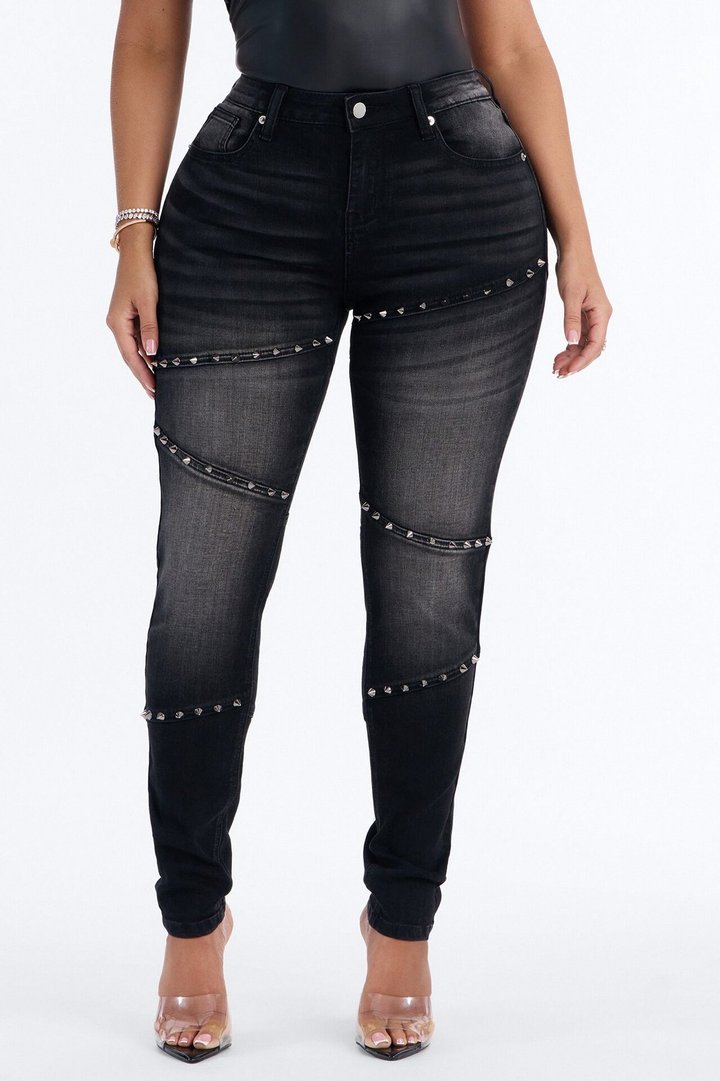 Encore Baby Studded Stretch Skinny Jeans - Black Wash