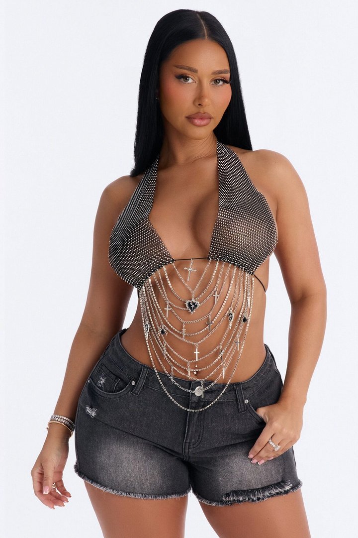 Rave And Rejoice Body Chain - Black/Silver