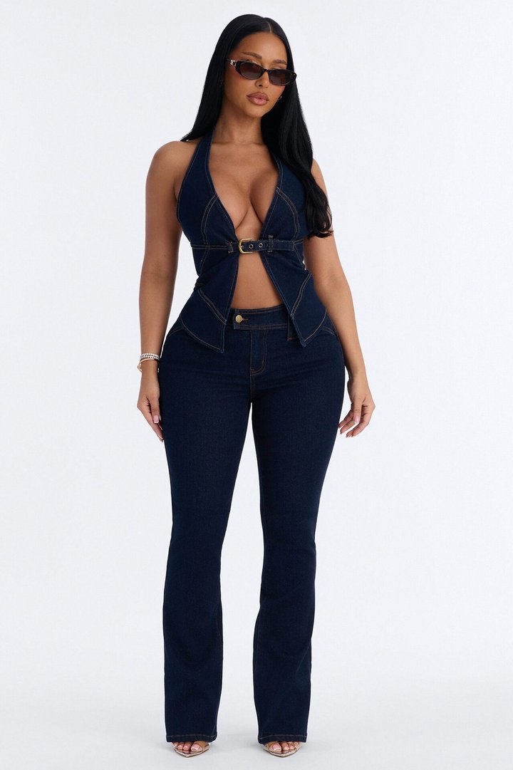 Hit It Compression Stretch Bootcut Jeans - Dark Wash