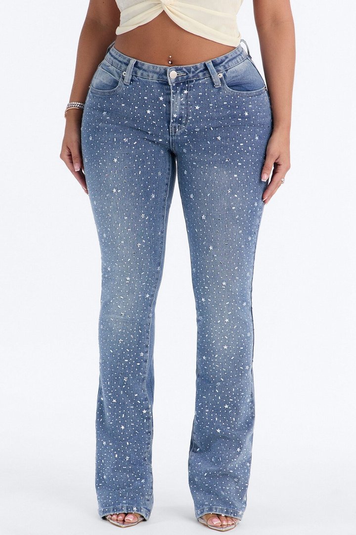 Shining Star Embellished Bootcut Jeans - Medium Wash