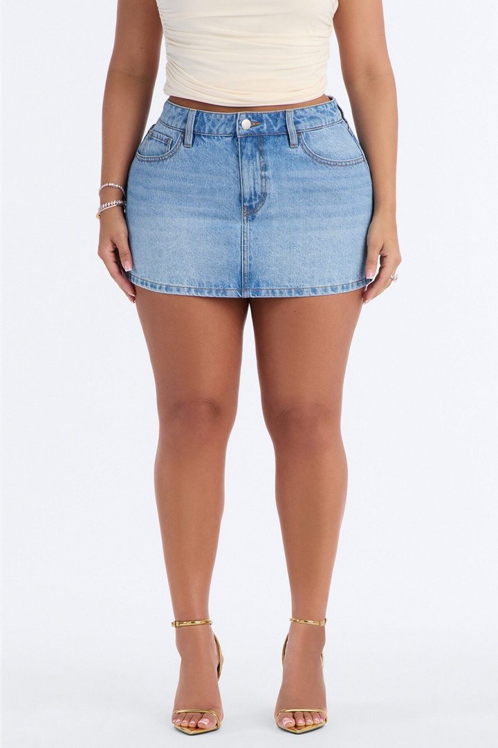 Phoebe Denim Micro Mini Skirt - Light Wash